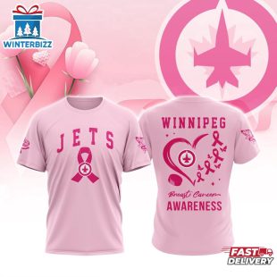 NHL Winnipeg Jets Pink Breast Cancer Awareness 3D T-Shirt For Fans