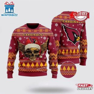 Arizona Cardinals Golden Skull Ugly Christmas Sweater Shirt