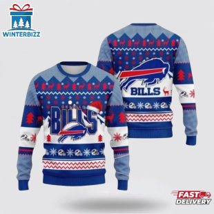 Bills Football Santa Hat Ugly Christmas Sweater Shirt