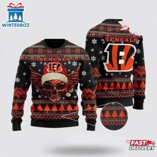Cincinnati Bengals Golden Skull Ugly Christmas Sweater Shirt