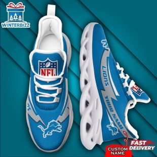 Custom Name Detroit Lions NFL Logo Team Max Soul Shoes Gift For Fans