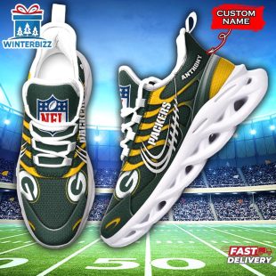 Custom Name Green Bay Packers Team Max Soul Shoes Gift For Fans