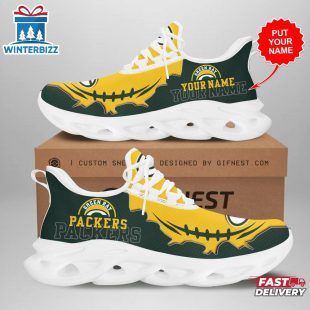 Custom Name Green Bay Packers Team NFL Max Soul Shoes Gift For Fans