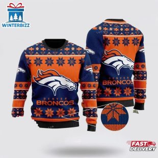 Denver Broncos Navy Blue Orange Ugly Christmas Sweater Shirt