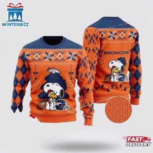 Denver Broncos Snoopy Orange Blue Ugly Christmas Sweater Shirt
