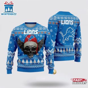 Detroit Lions Golden Skull Ugly Christmas Sweater Shirt