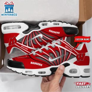 Custom Name Wisconsin Badgers NCAA Air Max Plus Shoes Gifts For Fan