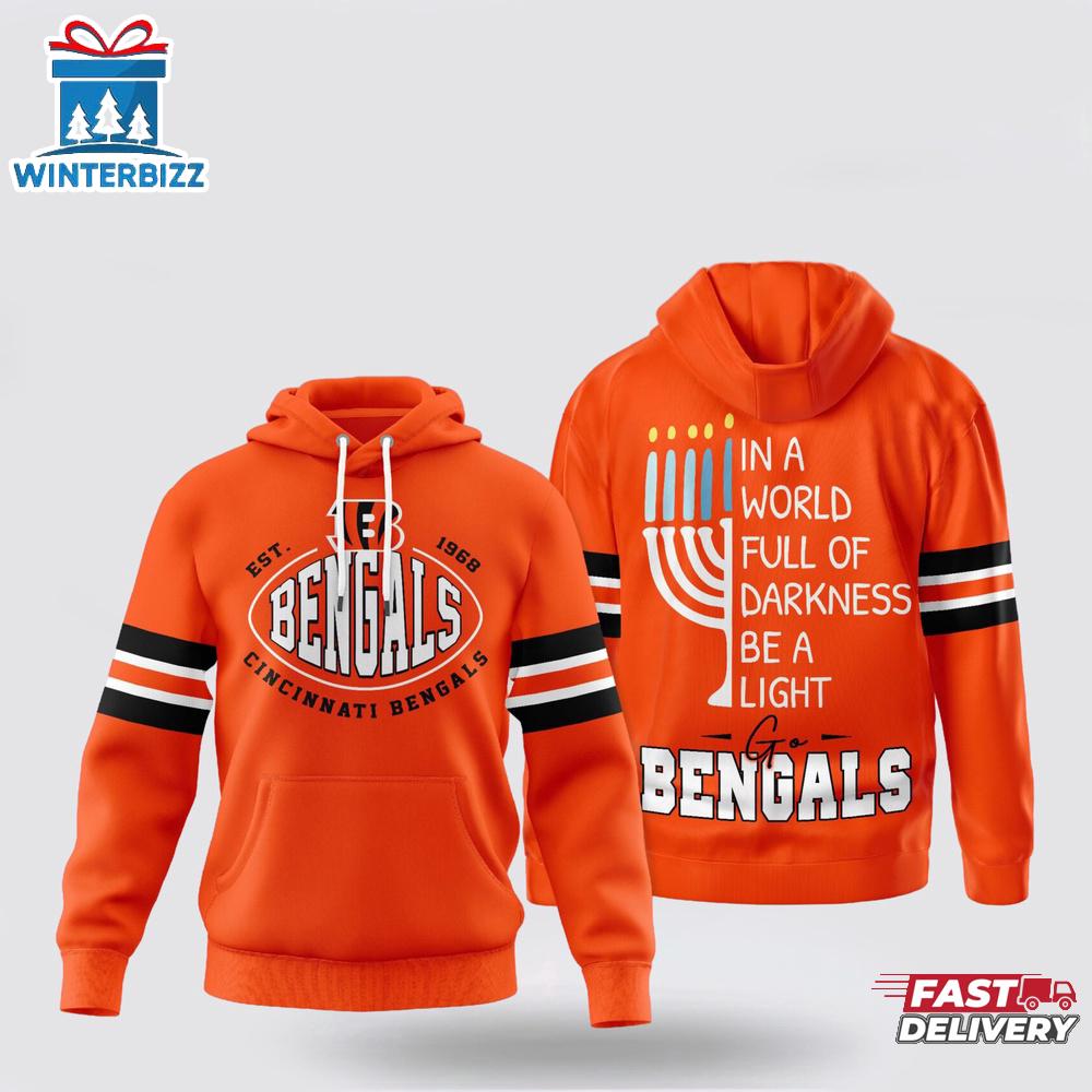 Cincinnati Bengals NFL Hanukkah Day All Over Print 3D Shirt Cincinnati Bengals NFL Hanukkah Day All Over Print 3D Shirt