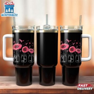 Faith Hope Love Pink Sunflower Stainless Steel Tumbler 40Oz With Handle