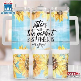 Sunflower Glitter Leopard Pattern Stainless Steel Tumbler 40Oz With Handle