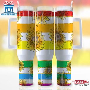 Sunflower Lgbtq+ Pride Stainless Steel Tumbler 40Oz With Handle