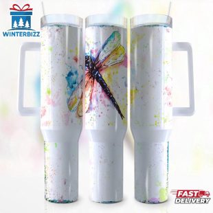 Watercolor Dragonfly Stainless Steel Tumbler 40Oz With Handle