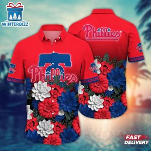 Philadelphia Phillies Patriotic Floral Summer Hawaiian Shirt