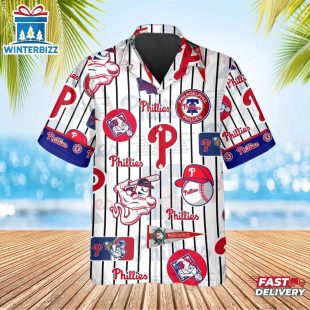 Philadelphia Phillies Pinstripe Fanatic Summer Hawaiian Shirt