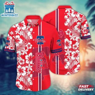 Philadelphia Phillies Tropical Hibiscus Summer Hawaiian Shirt