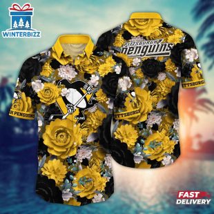 Pittsburgh Penguins Bold Bloom Summer Hawaiian Shirt