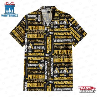 Pittsburgh Penguins Iconic Typography Summer Hawaiian Shirt