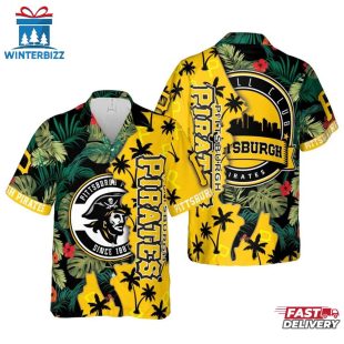Pittsburgh Pirates Tropical Skyline Summer Hawaiian Shirt
