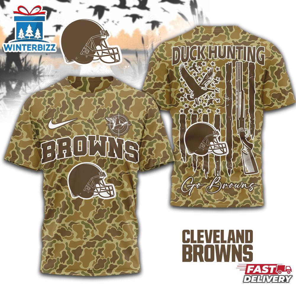 Cleveland Browns NFL Duck Hunting 3D Shirt For Fans Cleveland Browns NFL Duck Hunting 3D Shirt For Fans