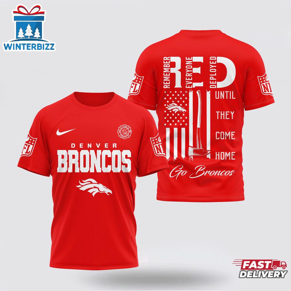 Denver Broncos NFL Red Friday Firefighter 3D Shirt For Fans Denver Broncos NFL Red Friday Firefighter 3D Shirt For Fans