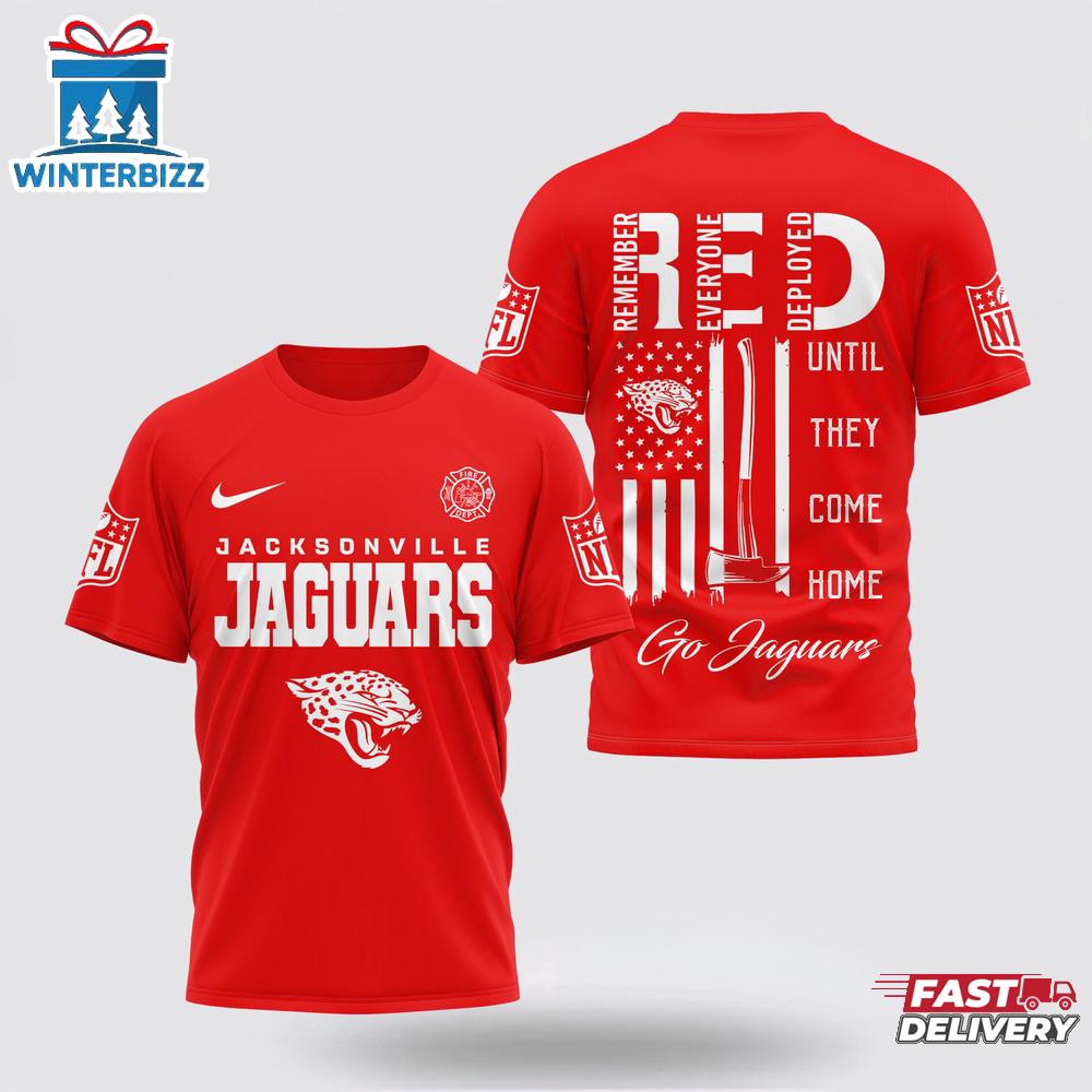 Jacksonville Jaguars NFL Red Friday Firefighter 3D Shirt For Fans Jacksonville Jaguars NFL Red Friday Firefighter 3D Shirt For Fans