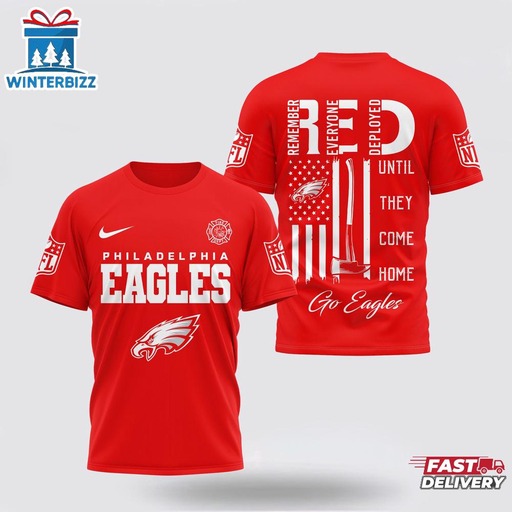 Philadelphia Eagles NFL Red Friday Firefighter 3D Shirt For Fans Philadelphia Eagles NFL Red Friday Firefighter 3D Shirt For Fans