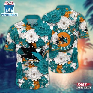 San Jose Sharks Floral Fusion Summer Hawaiian Shirt