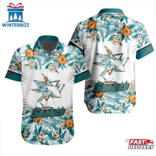 San Jose Sharks Tropical Hibiscus Summer Hawaiian Shirt