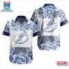 Tampa Bay Lightning Flower Pattern White Summer Hawaiian Shirt