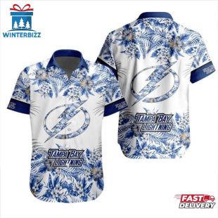 Tampa Bay Lightning Flower Pattern White Summer Hawaiian Shirt
