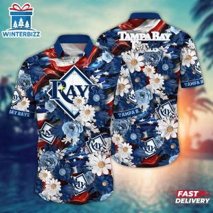 Tampa Bay Rays Patriotic Floral Summer Hawaiian Shirt