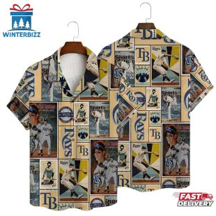 Tampa Bay Rays Vintage Baseball Collage Summer Hawaiian Shirt