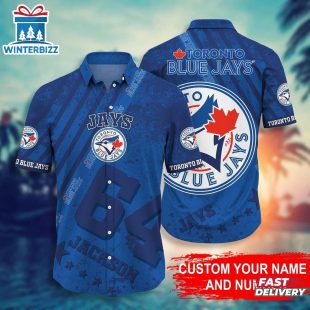 Toronto Blue Jays Custom Name Number Sports Summer Hawaiian Shirt