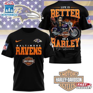 Baltimore Ravens NFL Elvis Presley Harley Davidson 3D T-Shirt For Fans