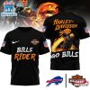 Buffalo Bills NFL Ghost Rider Harley Davidson 3D T-Shirt For Fans