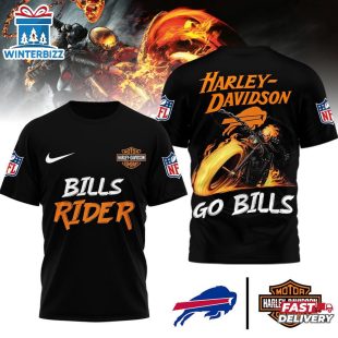 Buffalo Bills NFL Ghost Rider Harley Davidson 3D T-Shirt For Fans