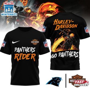 Carolina Panthers NFL Ghost Rider Harley Davidson 3D T-Shirt For Fans