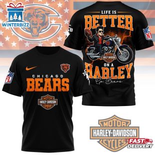 Chicago Bears NFL Elvis Presley Harley Davidson 3D T-Shirt For Fans