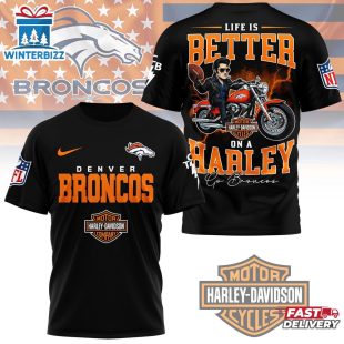 Denver Broncos NFL Elvis Presley Harley Davidson 3D T-Shirt For Fans