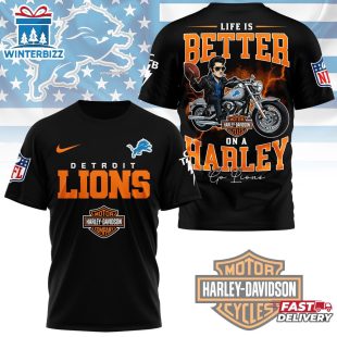 Detroit Lions NFL Elvis Presley Harley Davidson 3D T-Shirt For Fans