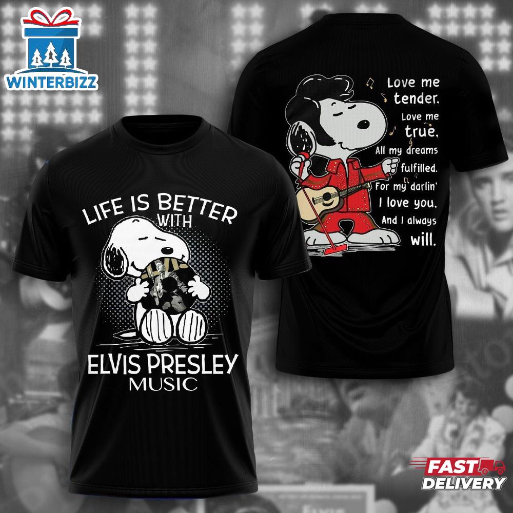 Elvis Presley Lyrics 3D T-Shirt For Fans Elvis Presley Lyrics 3D T-Shirt For Fans