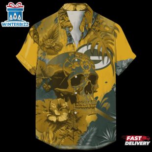 Green Bay Packers Signature Skull NFL Hawaiian Shirt