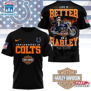 Indianapolis Colts NFL Elvis Presley Harley Davidson 3D T-Shirt For Fans