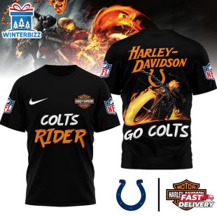 Indianapolis Colts NFL Ghost Rider Harley Davidson 3D T-Shirt For Fans