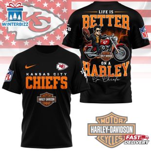 Kansas City Chiefs NFL Elvis Presley Harley Davidson 3D T-Shirt For Fans