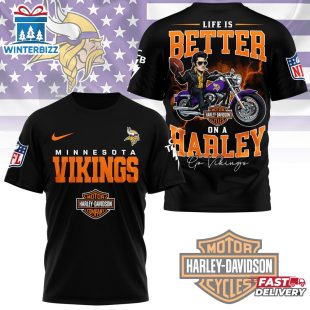 Minnesota Vikings NFL Elvis Presley Harley Davidson 3D T-Shirt For Fans