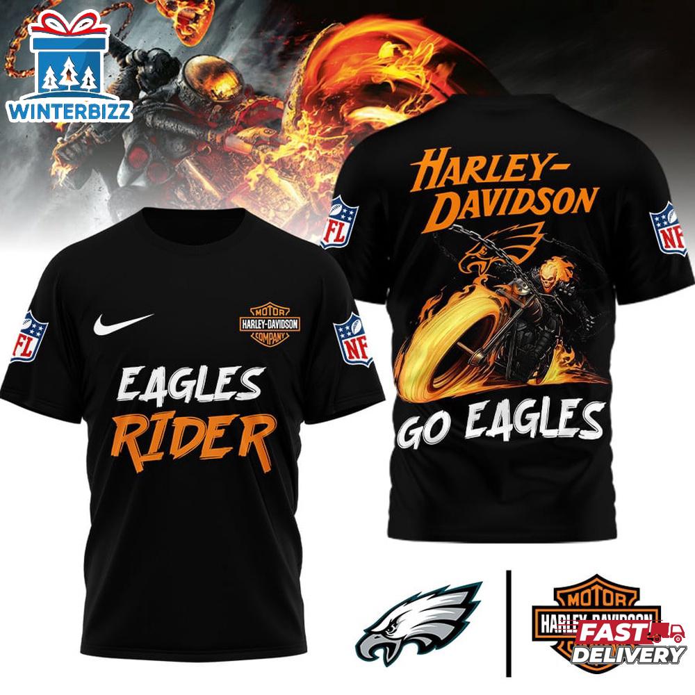 Philadelphia Eagles NFL Ghost Rider Harley Davidson 3D T-Shirt For Fans Philadelphia Eagles NFL Ghost Rider Harley Davidson 3D T-Shirt For Fans
