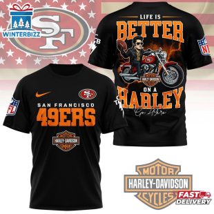 San Francisco 49ers NFL Elvis Presley Harley Davidson 3D T-Shirt For Fans