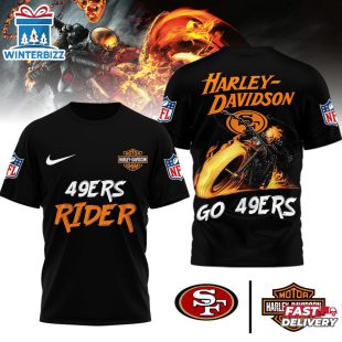 San Francisco 49ers NFL Ghost Rider Harley Davidson 3D T-Shirt For Fans