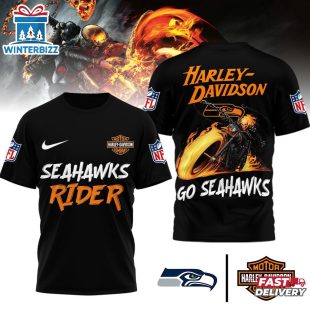 Seattle Seahawks NFL Ghost Rider Harley Davidson 3D T-Shirt For Fans